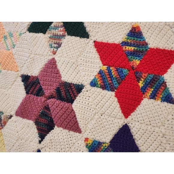 Handmade Crochet Afghan Blanket KING Granny Cottage Heirloom Farmhouse Decor - Picture 8 of 16